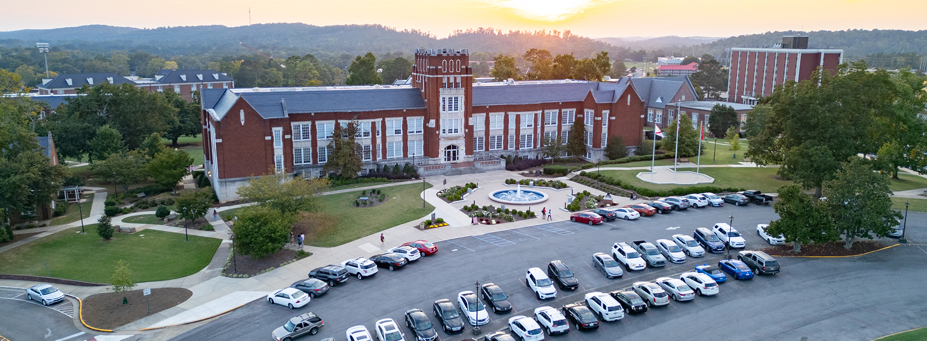 Cars parked on campus