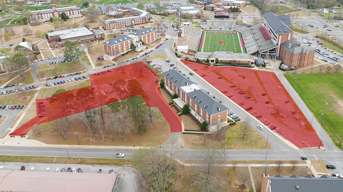 Closed parking around Curtiss Hall and the Football Field House
