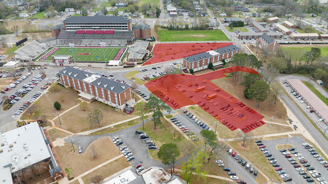 Closed parking around Curtiss Hall and the Football Field House