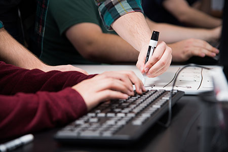 Tutor assisting a student