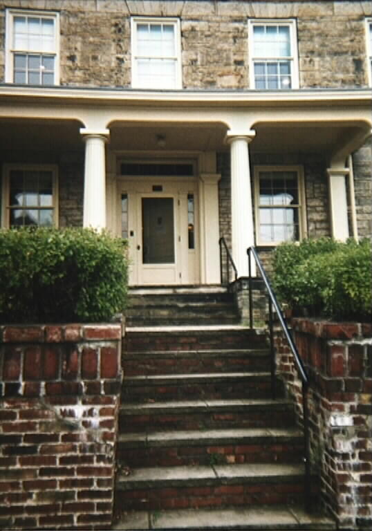 Front door of Stone Academy from Jefferson Street