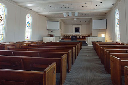 Pews in the Recital Hall