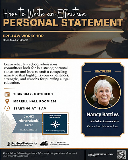 Spring 2026 Pre Law Events Flyer