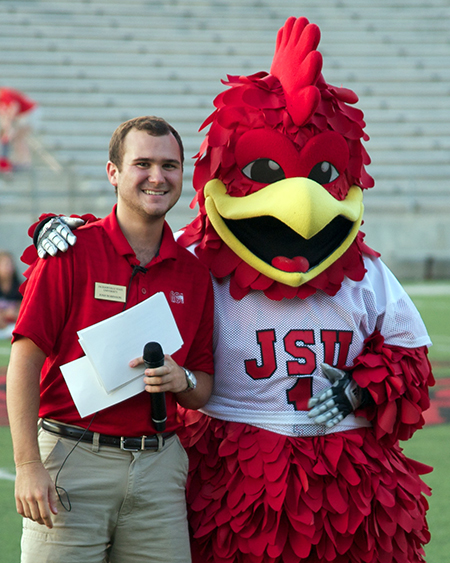 Josh Robinson as a student with Cocky