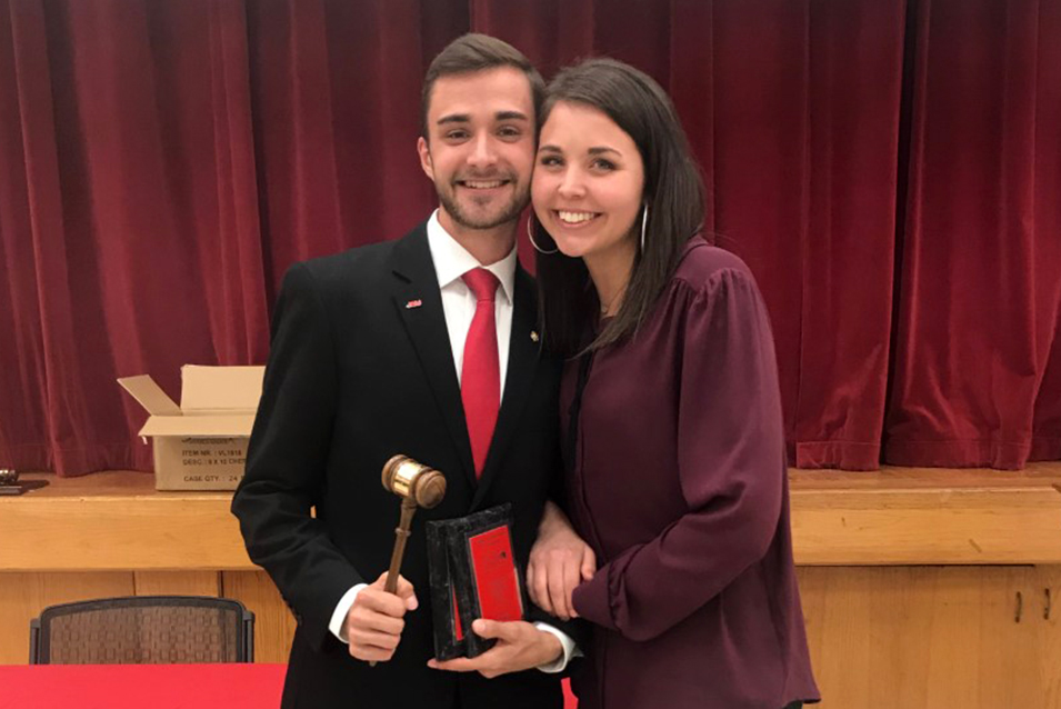 Sharp and his sister, Jesslan with the SGA Gavel