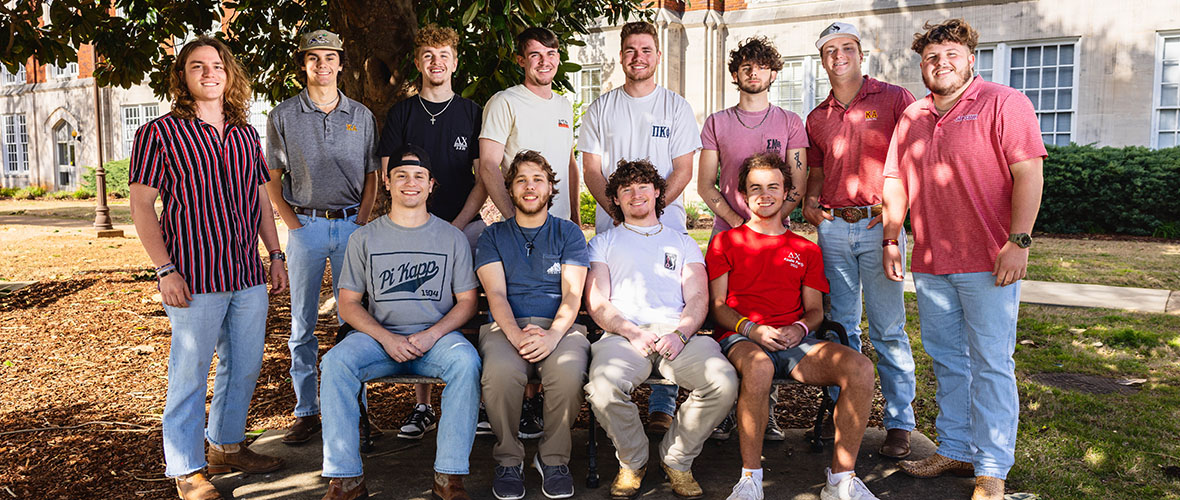 Members of Greek organizations hang out on the Quad.