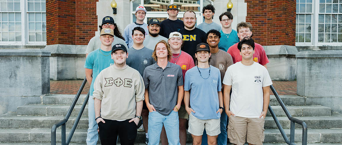 Members of Greek organizations hang out on the Quad.