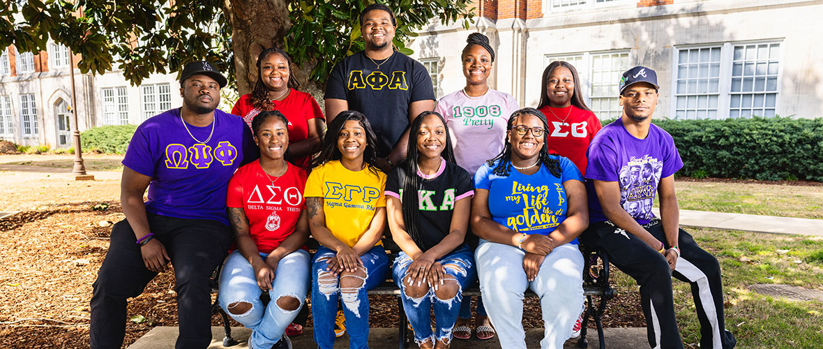 NPHC members hang out on the Quad.