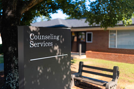 Counseling signage in front of Counseling Services