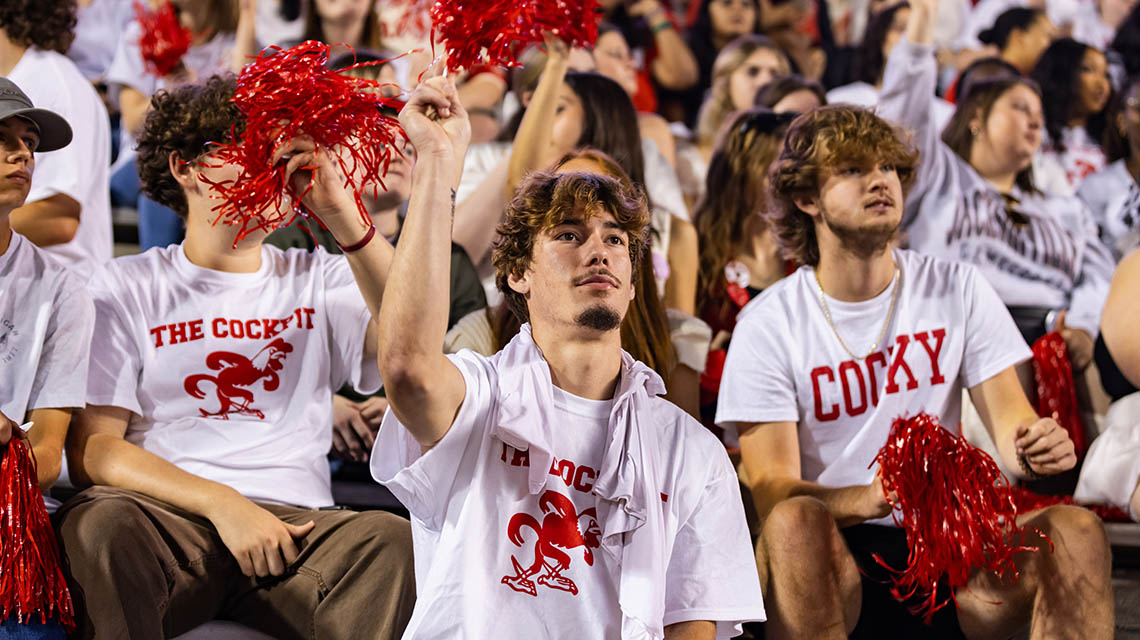 Students at football game