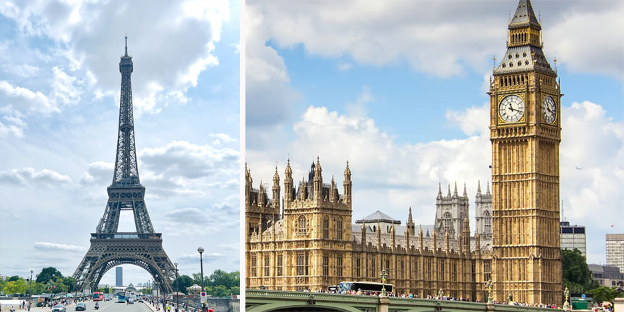 Eiffel Tower and Big Ben