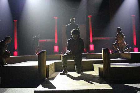 Actors on stage during a play