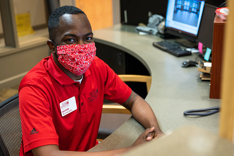 Nick Brown from JSU Housing at desk