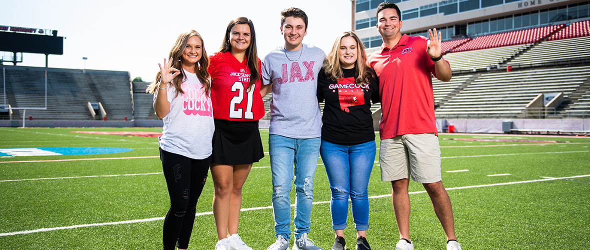 Students on football field