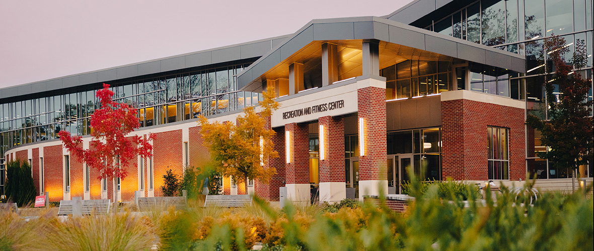 Recreation center exterior in the fall.