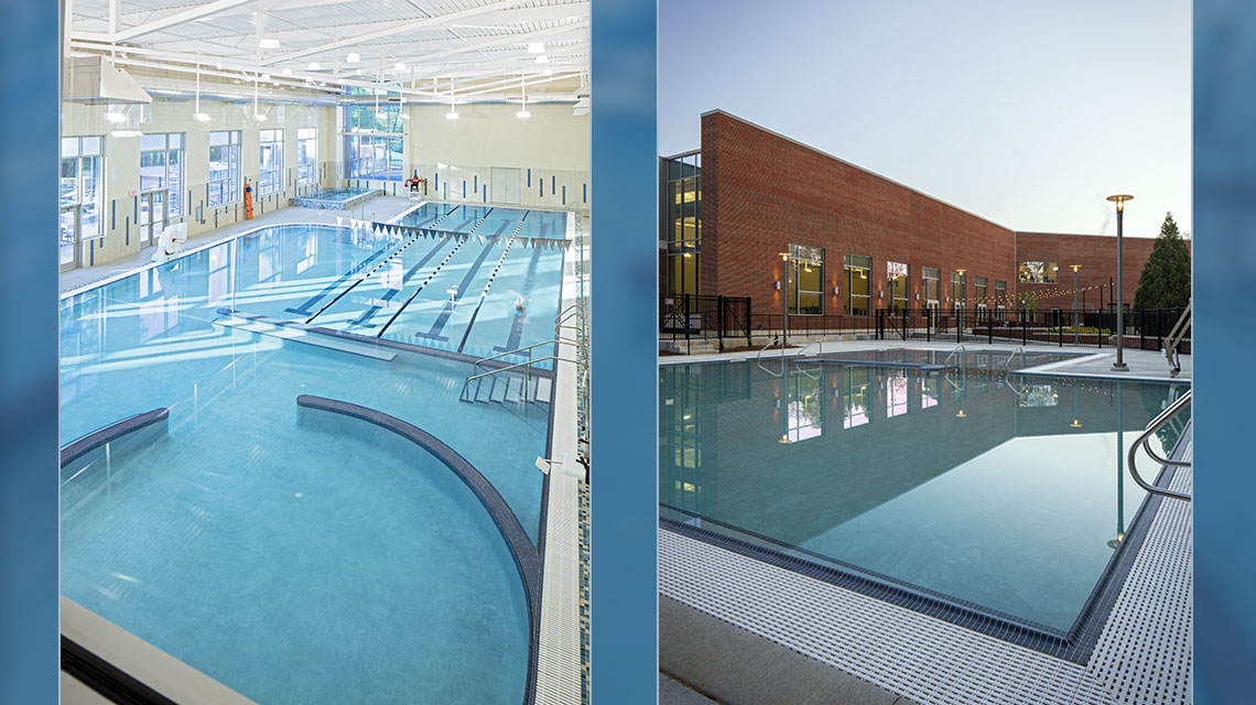the indoor and outdoor pools at the Rec Center