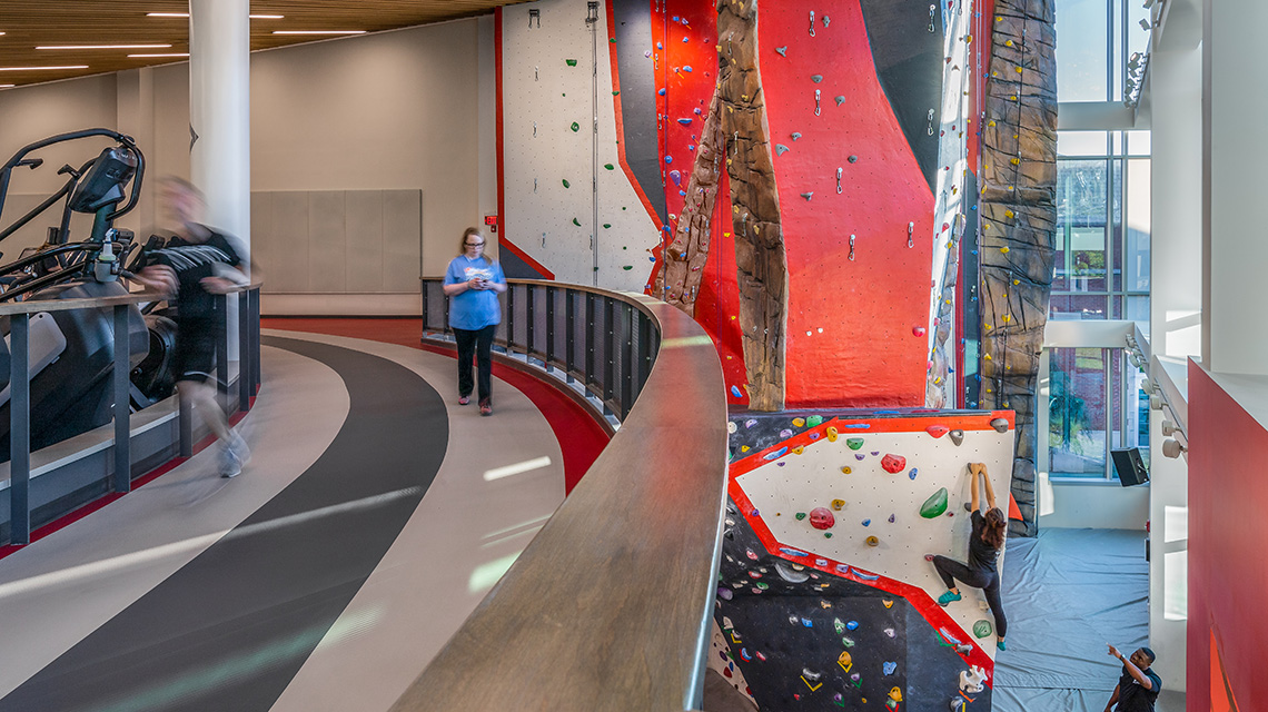 running track and climbing wall