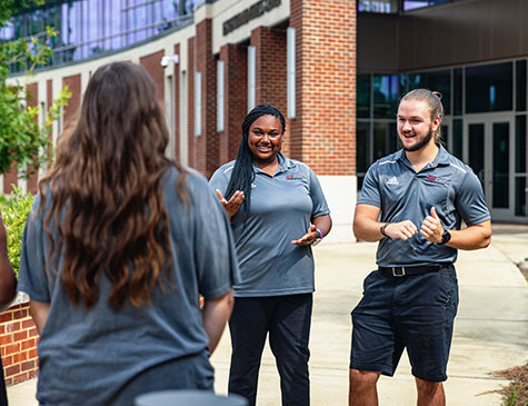 JSU tour guide with tour group